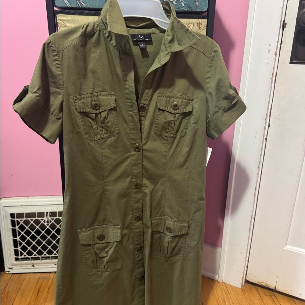 Byer California Olive Green Shirt Dress